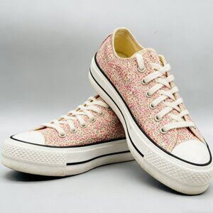 Converse Pink Floral Chuck Taylor All Star Lift Low-Top Sneakers